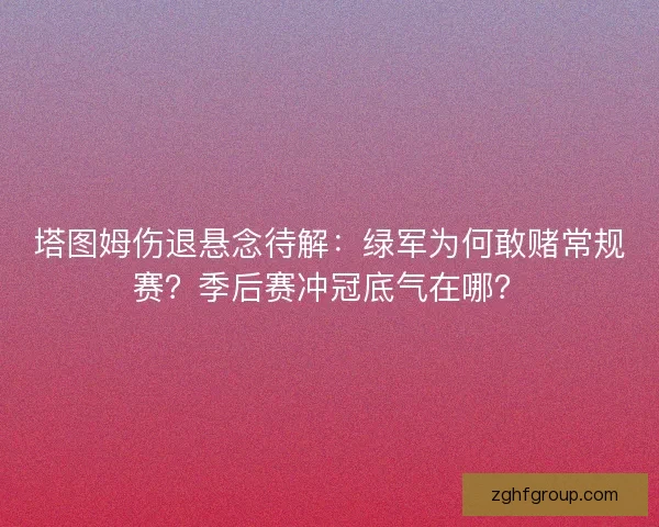 塔图姆伤退悬念待解：绿军为何敢赌常规赛？季后赛冲冠底气在哪？